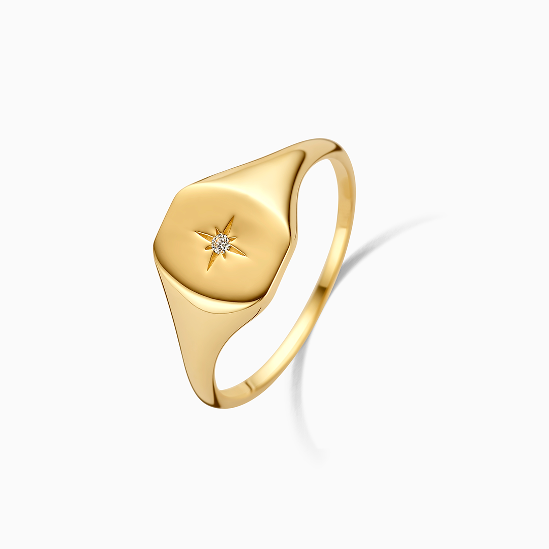 Diamond Star Signet Ring