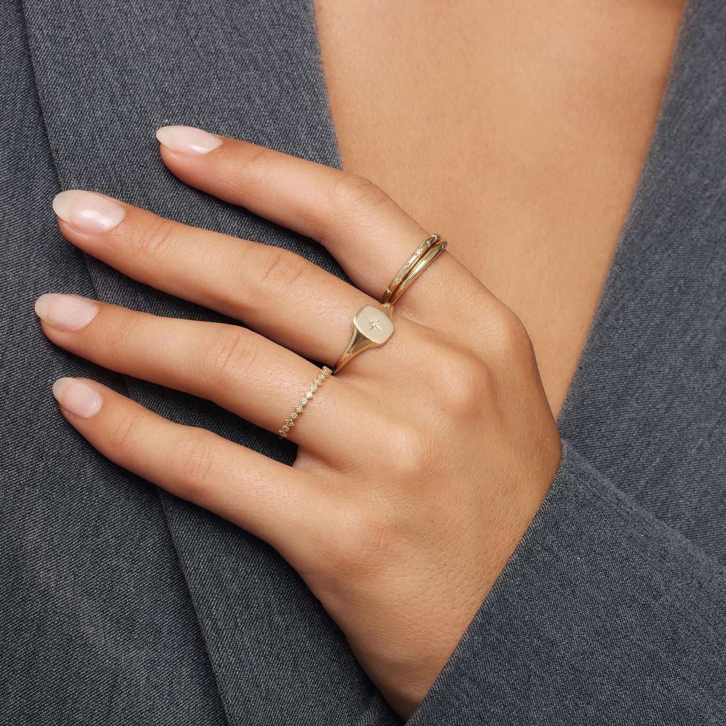 Diamond Star Signet Ring