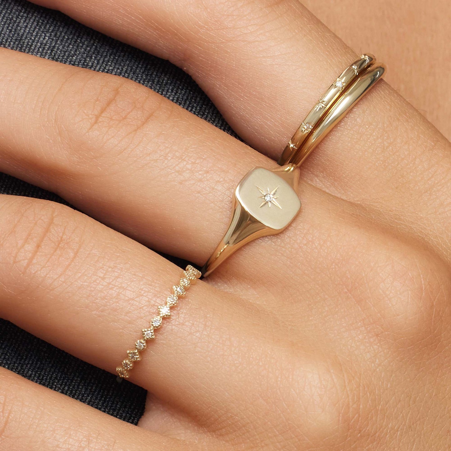 Diamond Star Signet Ring