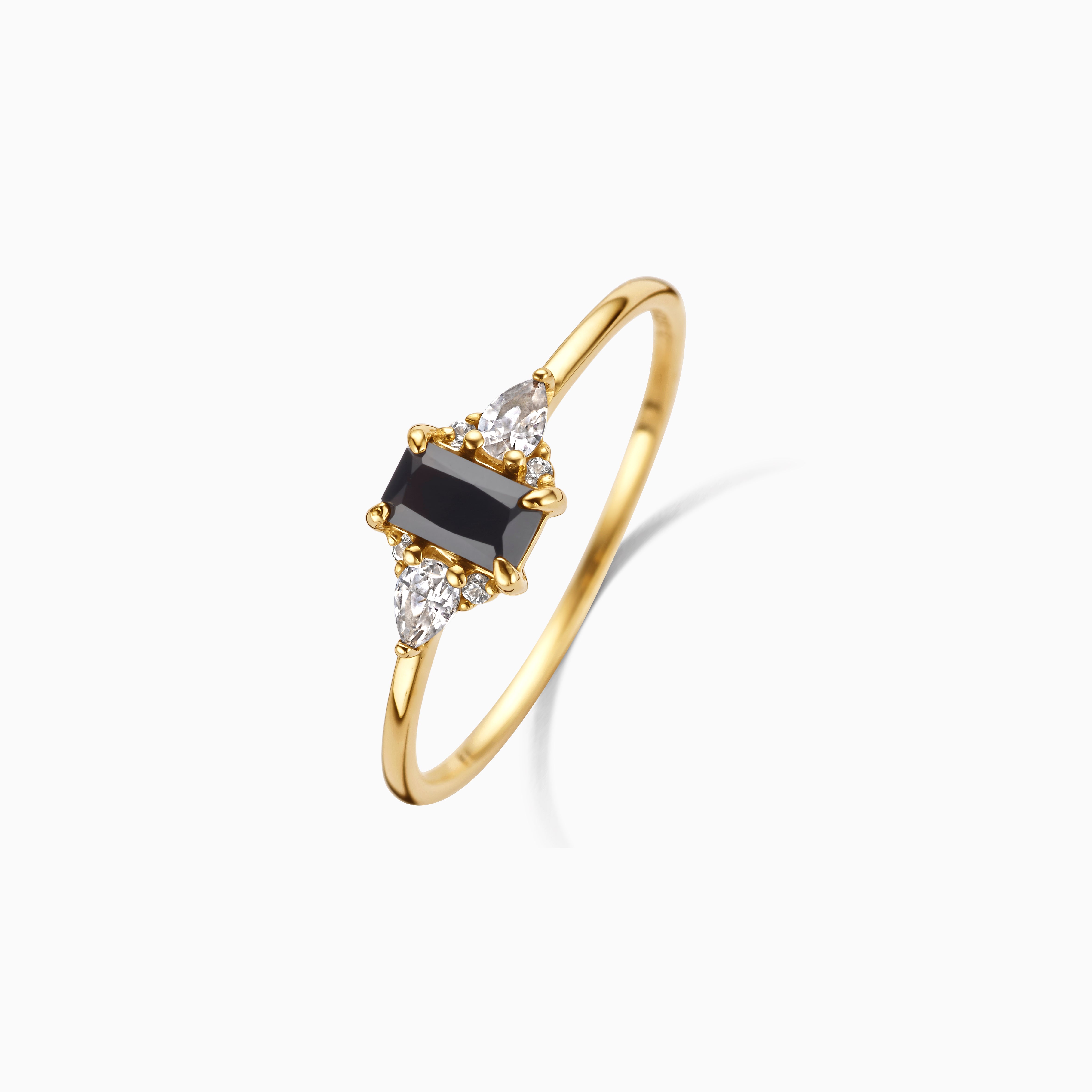 Black Spinel Baguette Ring