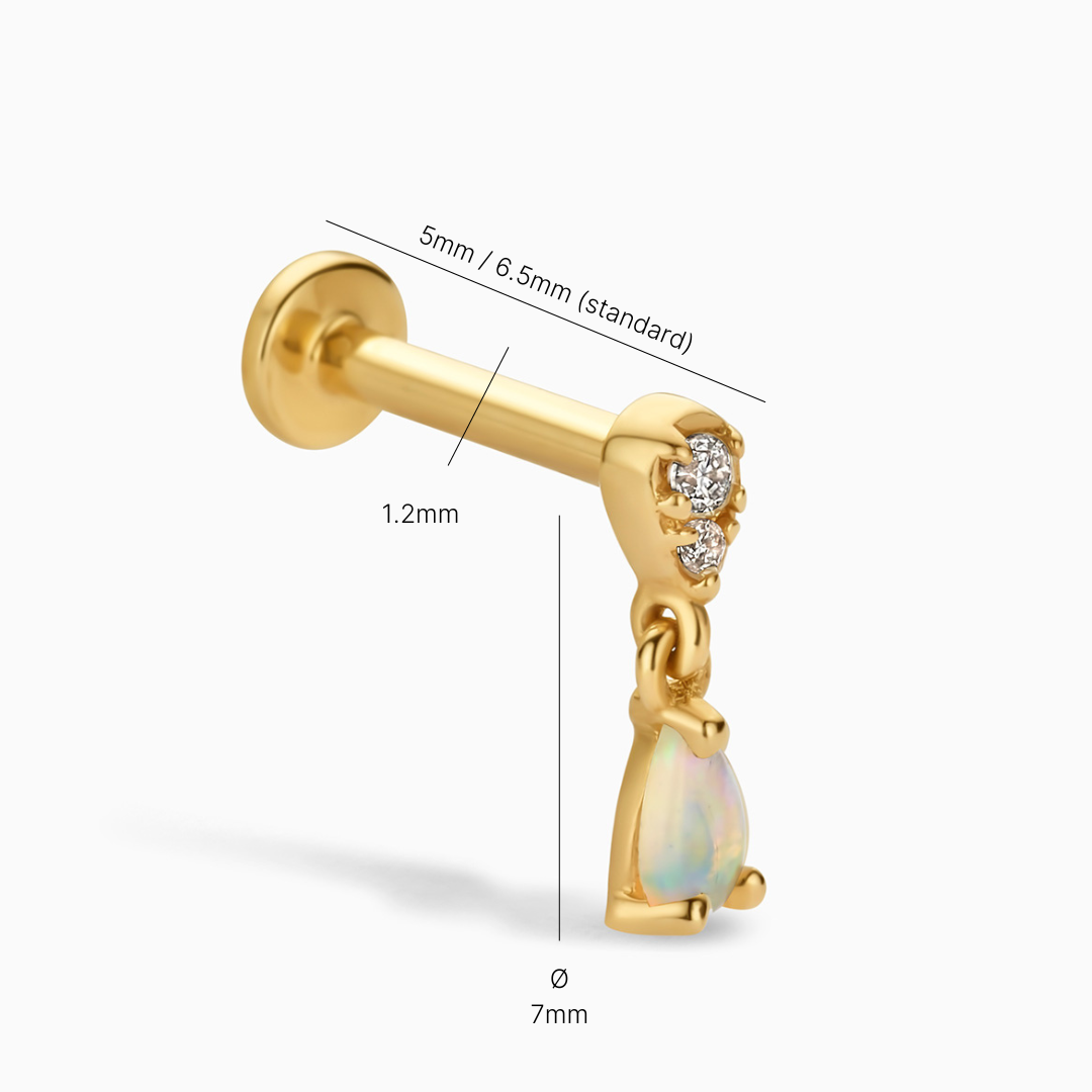 Opal & Diamant Tropfen Piercing