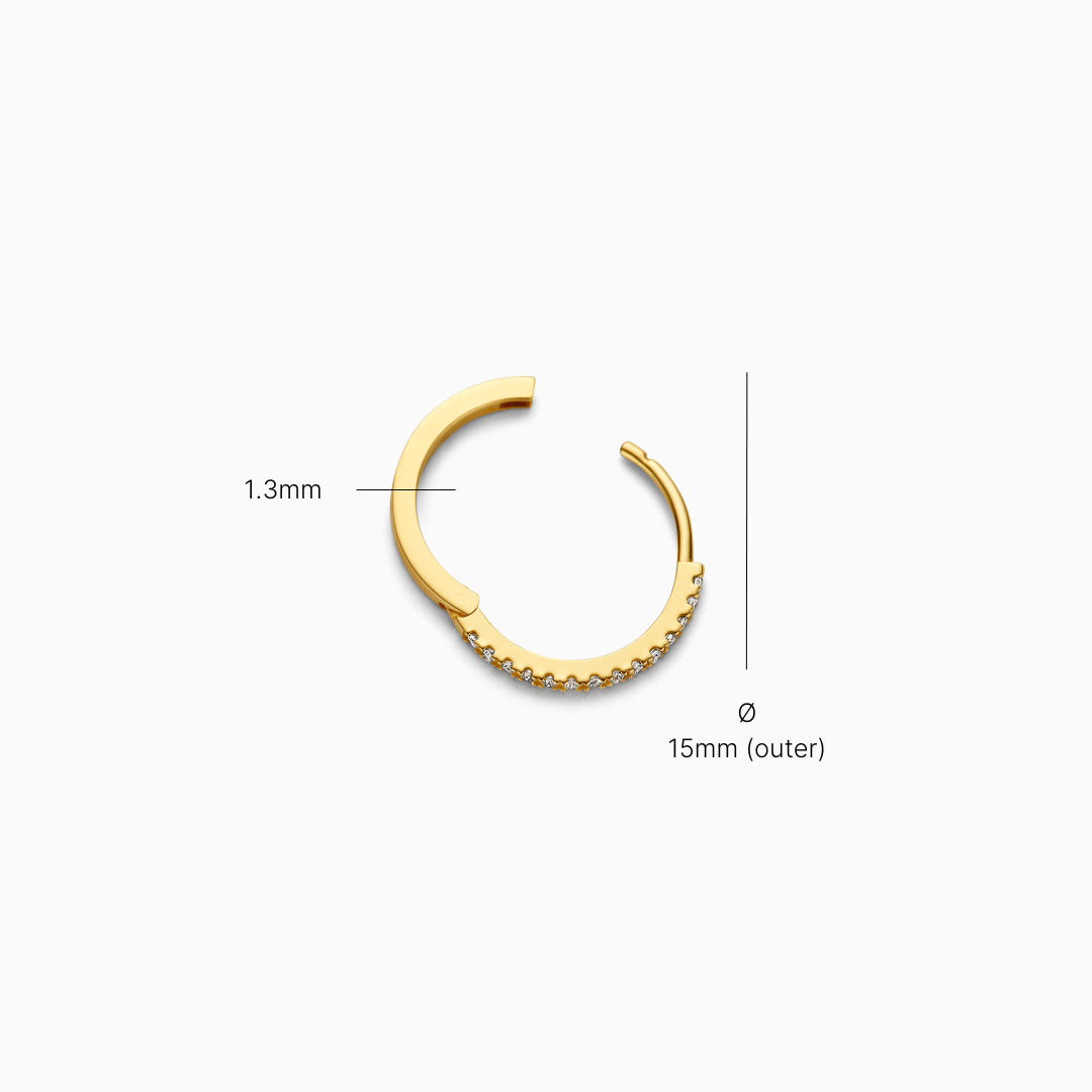 Argola Huggie com Diamante Único (15mm)