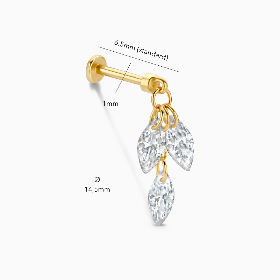 Floating Triple Marquise Flatback Stud Earring