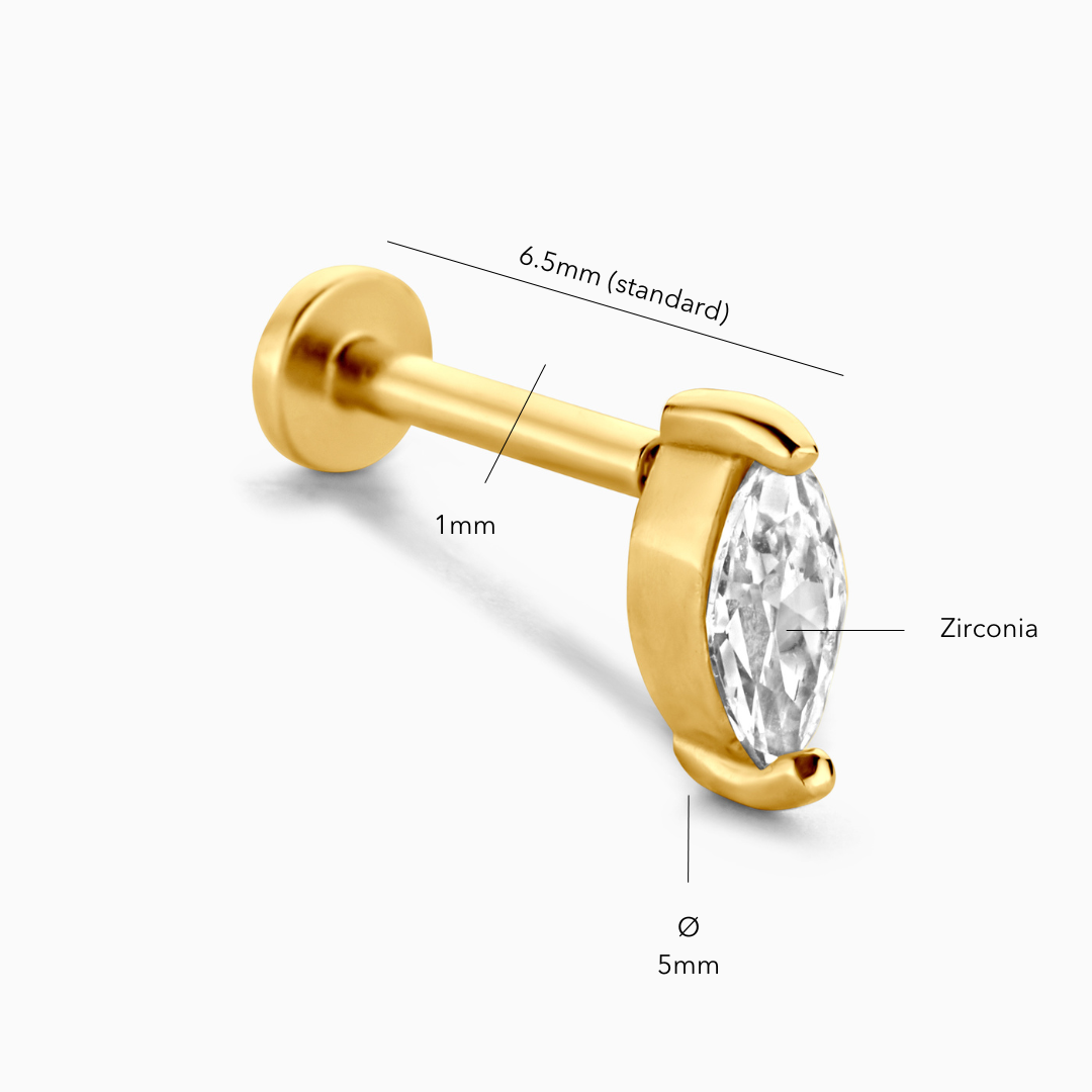 Marquise Flatback Stud Earring