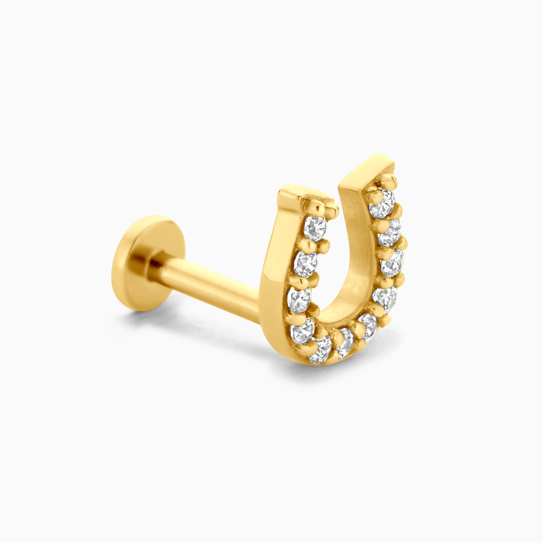 Horseshoe Flatback Stud Earring