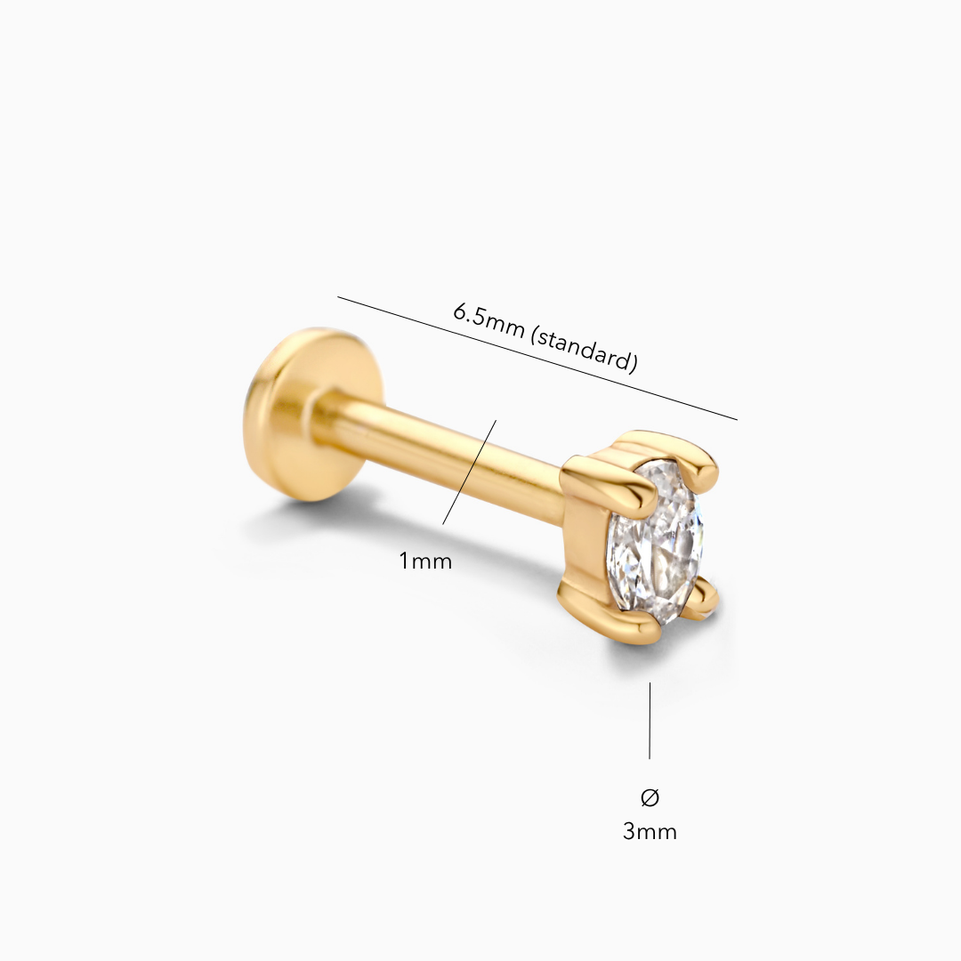Small Oval Flatback Stud Earring