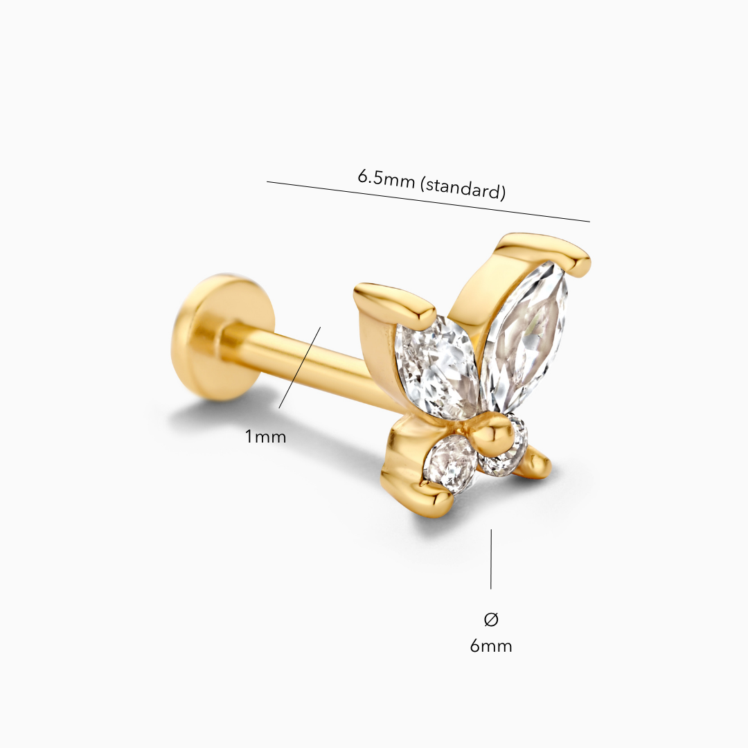 Butterfly Flatback Stud Earring