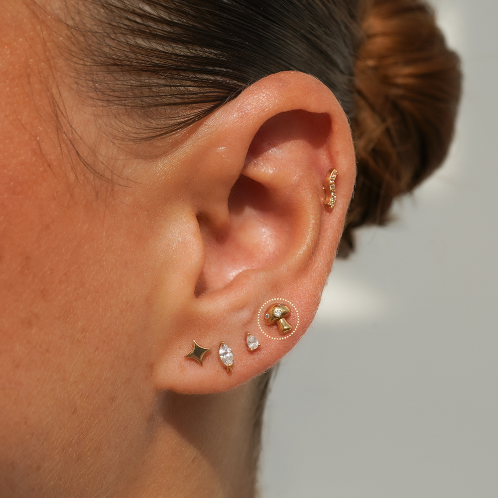 Mushroom Flatback Stud Earring