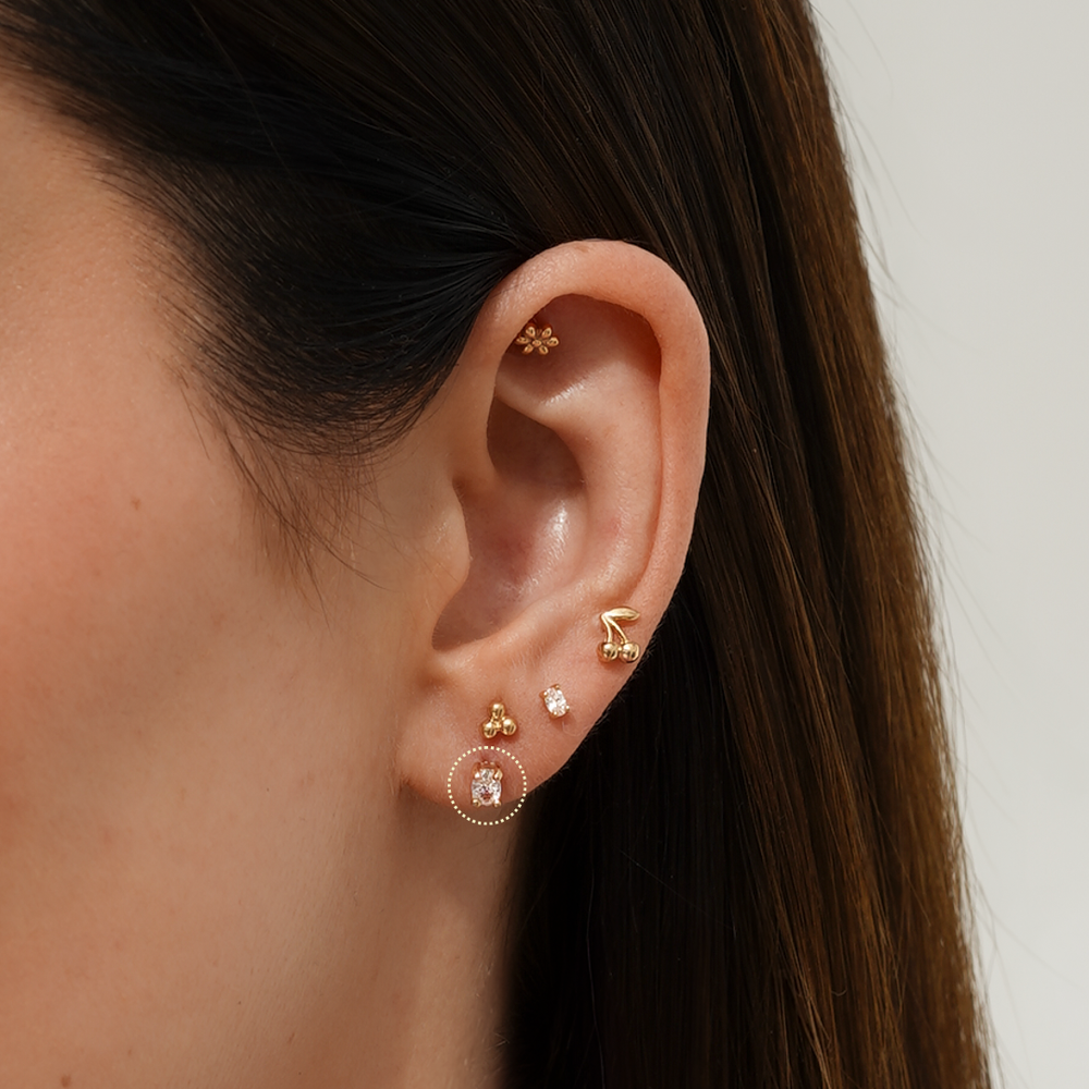 Oval Flatback Stud Earring