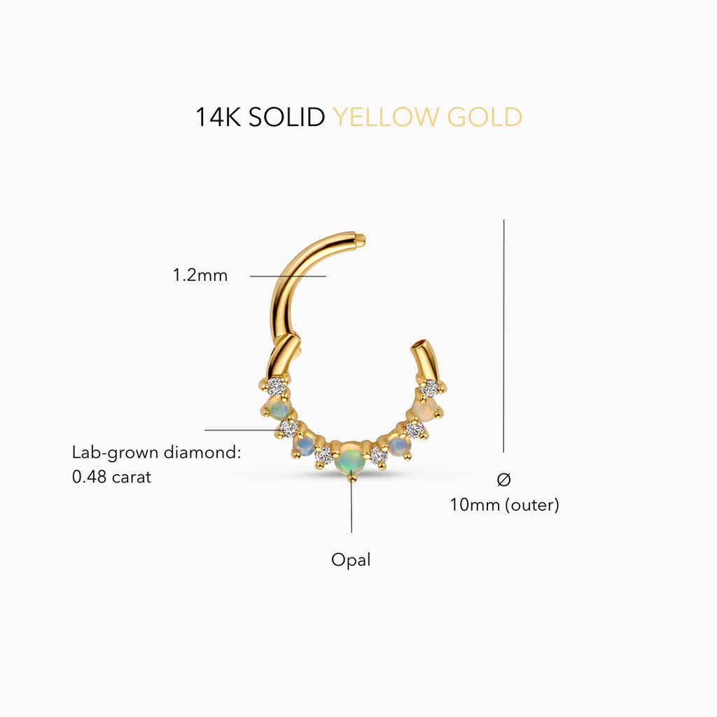 Opal & Diamond Daith Piercing