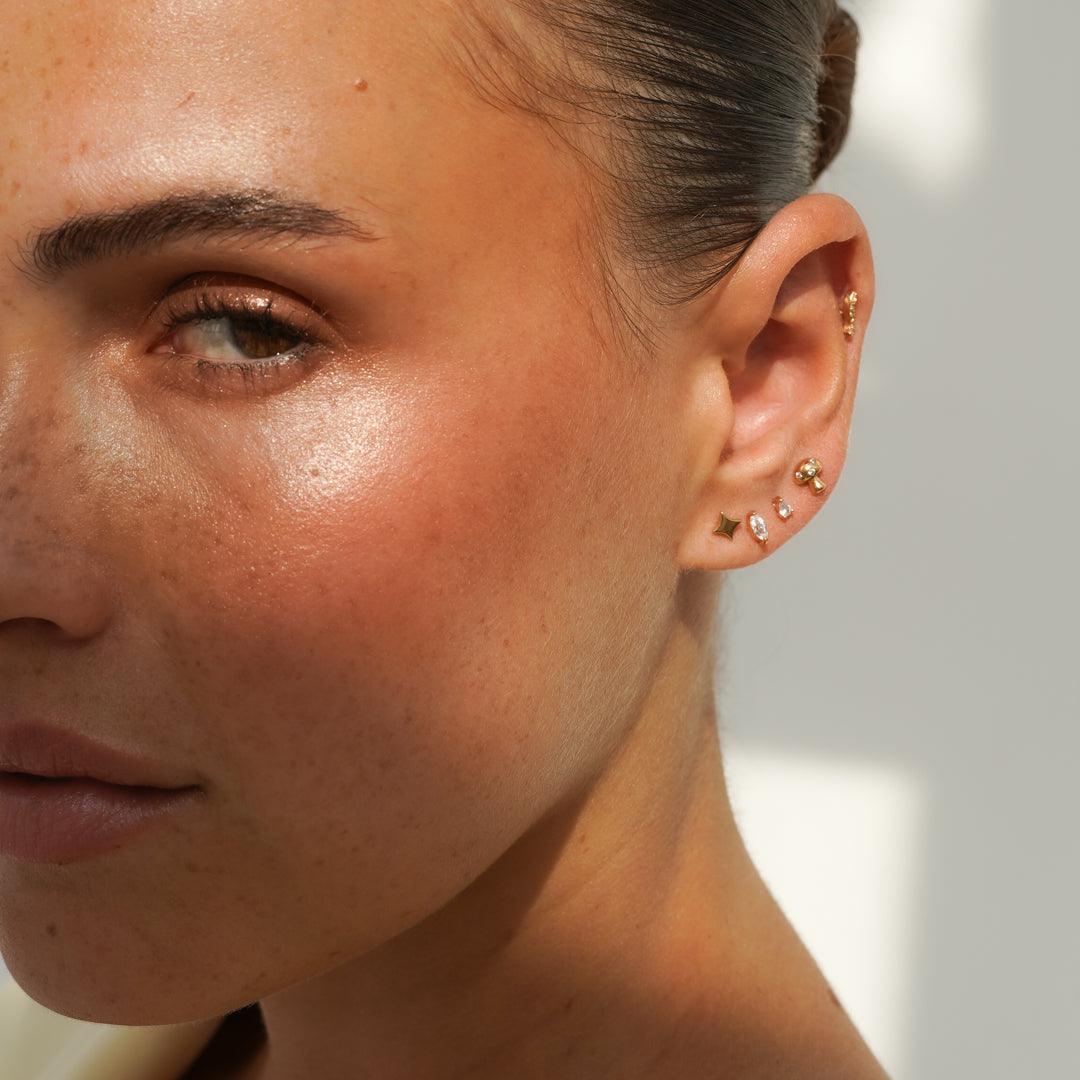 Mushroom Flatback Stud Earring