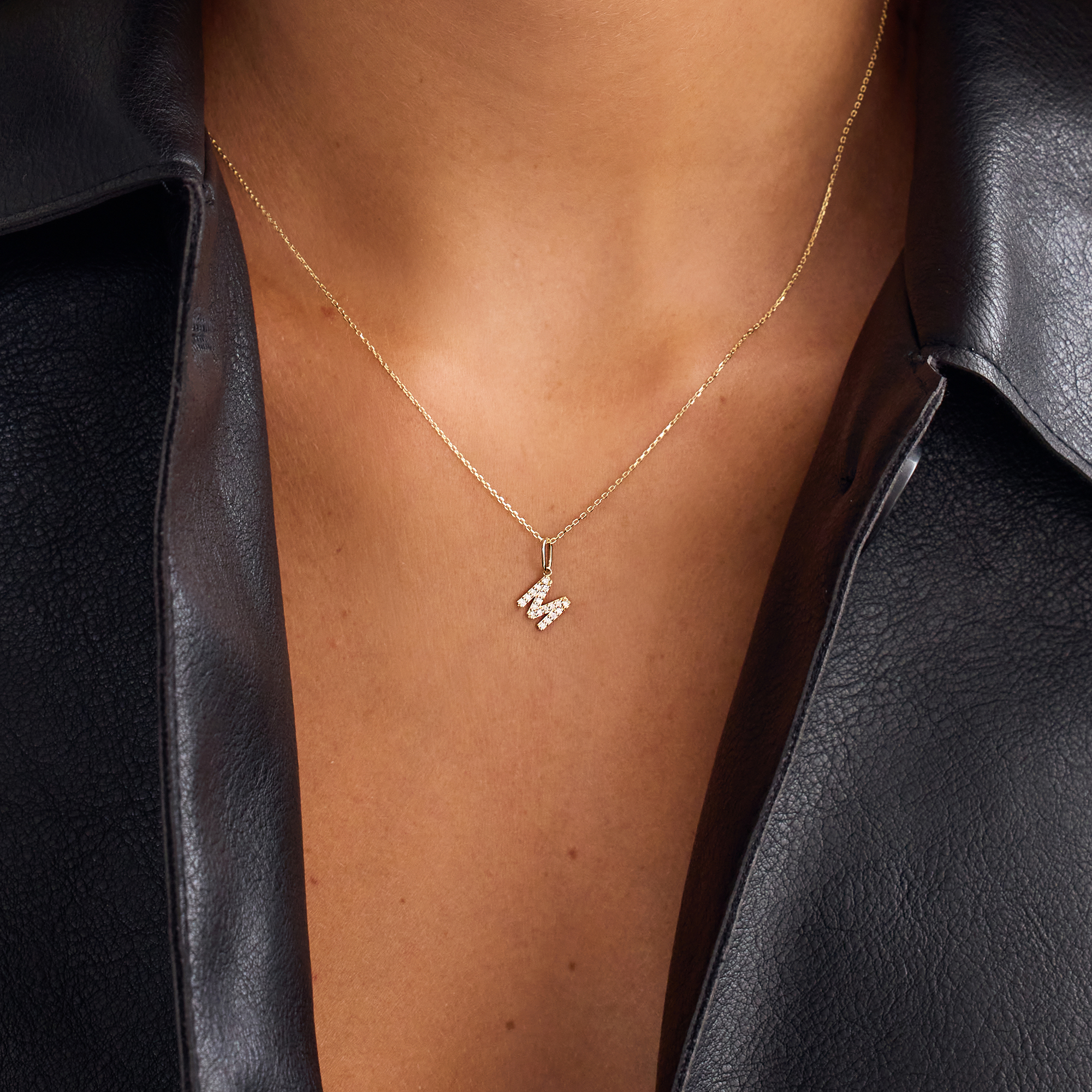 Diamond Initial Necklace Set