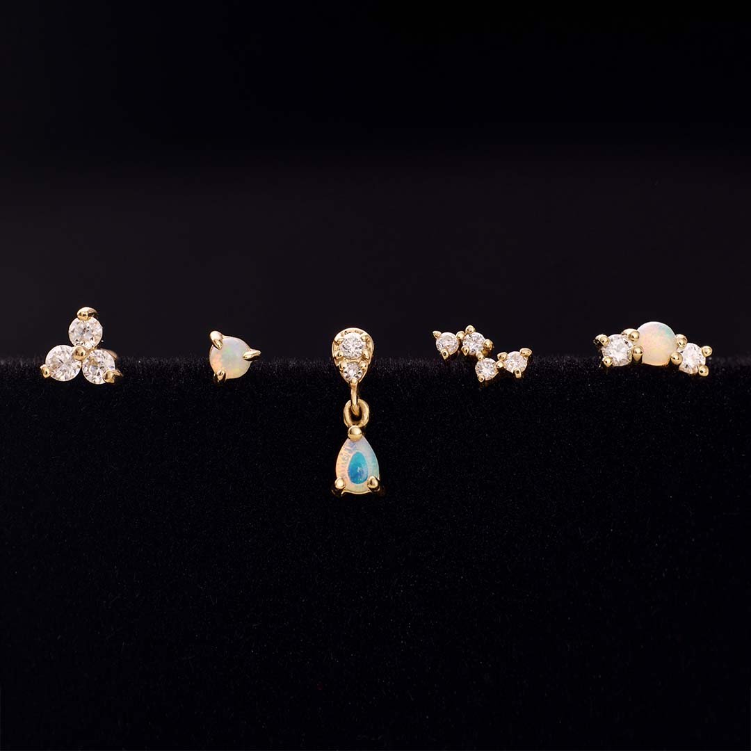 Opal & Diamond Drop Piercing