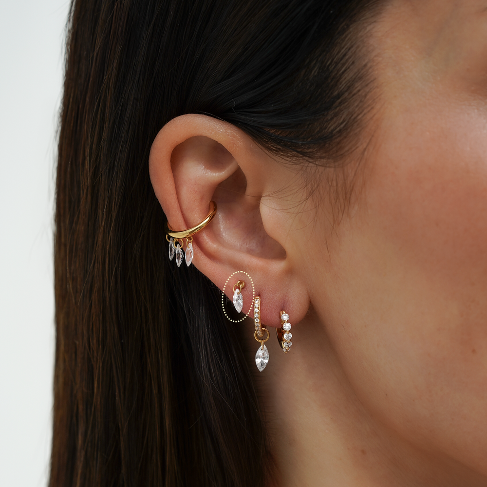 Floating Marquise Flatback Stud Earring