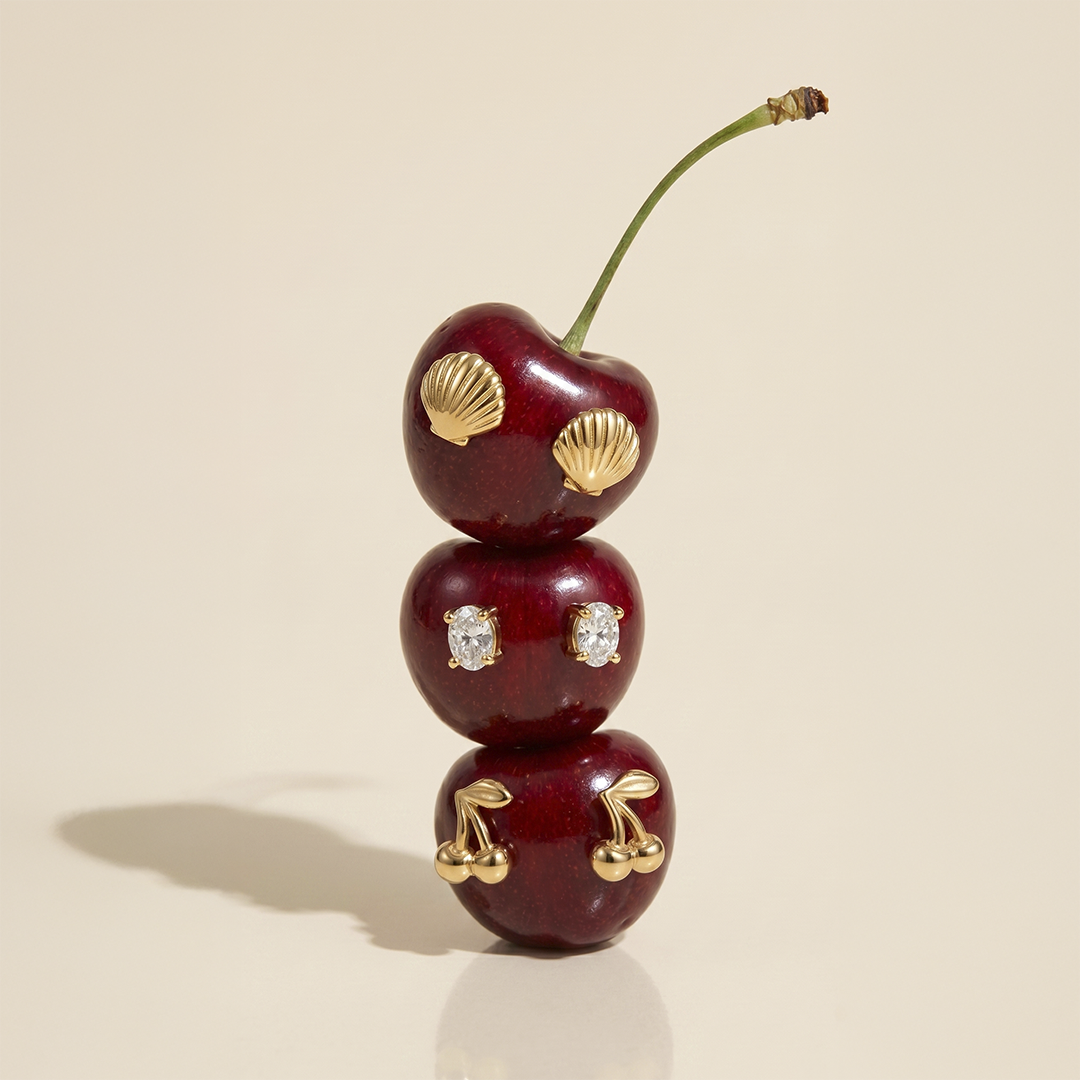 Cherry Flatback Stud Earring