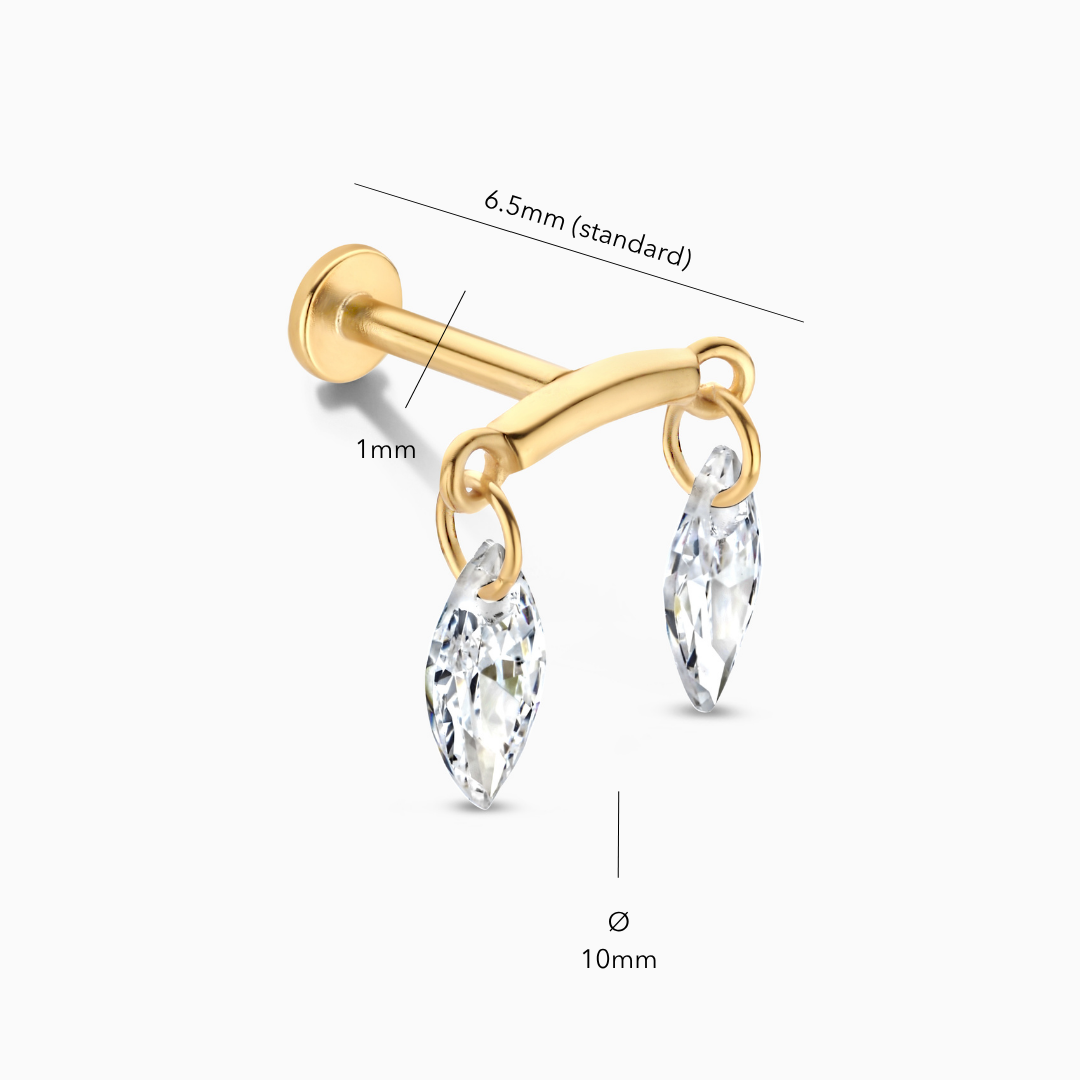 Pendiente Flatback Floating Double Marquise