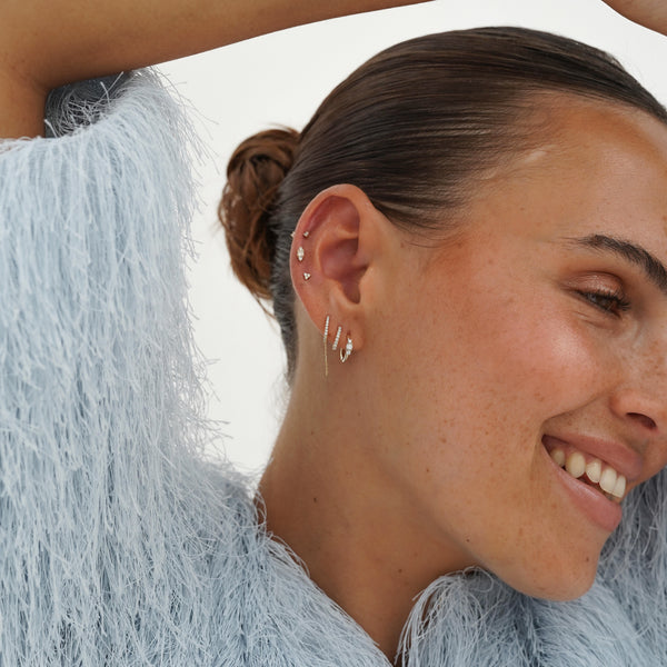 LOLIAS 3 Paires Boucles D'Oreilles Femme Argent 925 14K Or - Mini Créoles Petites Pour 3 Trous Et Piercings Cartilage